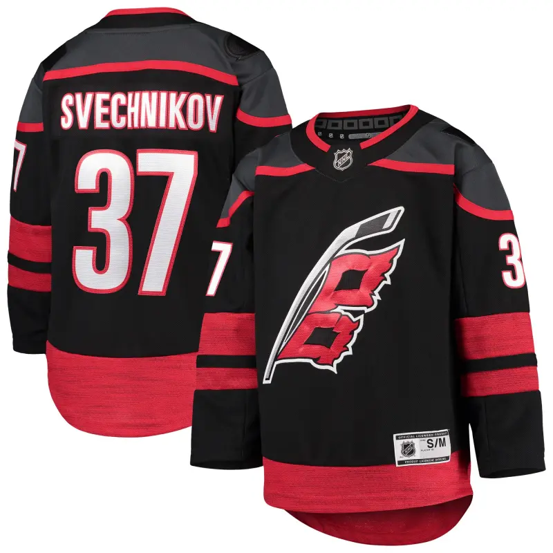 youth andrei svechnikov black carolina hurricanes alternate premier player jersey
