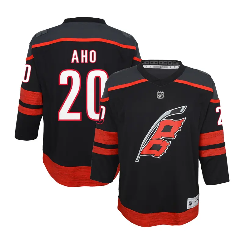 youth sebastian aho black carolina hurricanes home replica player jersey