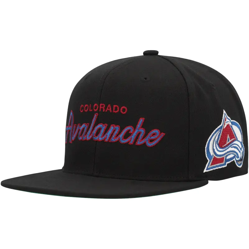 men8217s mitchell amp ness black colorado avalanche core team script 2.0 snapback hat