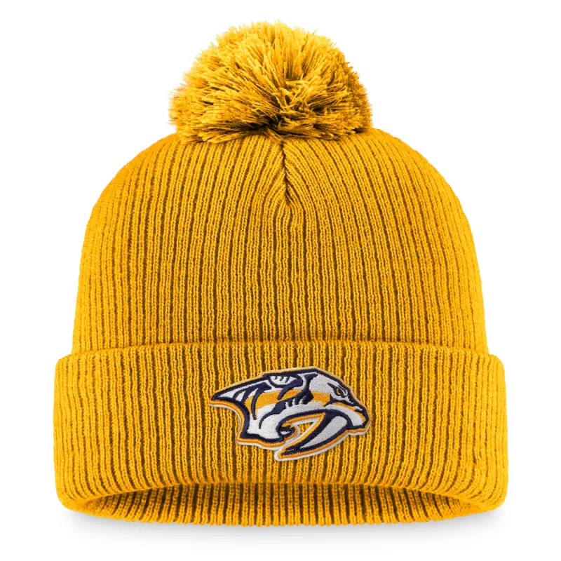 men8217s fanatics gold nashville predators core primary logo cuffed knit hat with pom