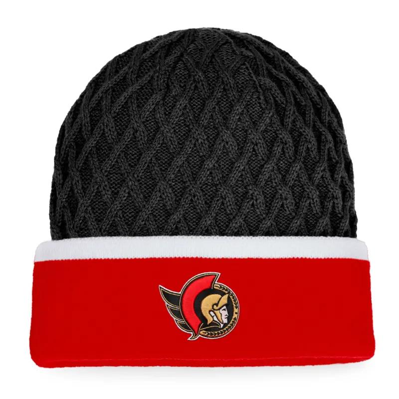 men8217s fanatics redblack ottawa senators iconic striped cuffed knit hat