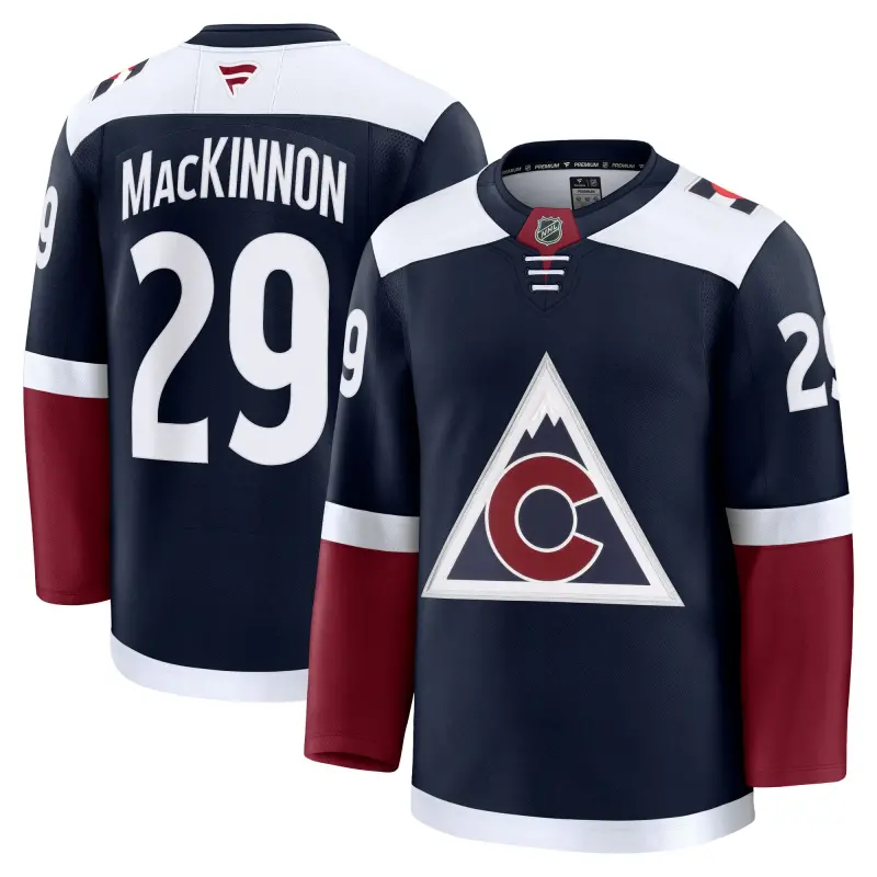 men8217s fanatics nathan mackinnon navy colorado avalanche alternate premium jersey