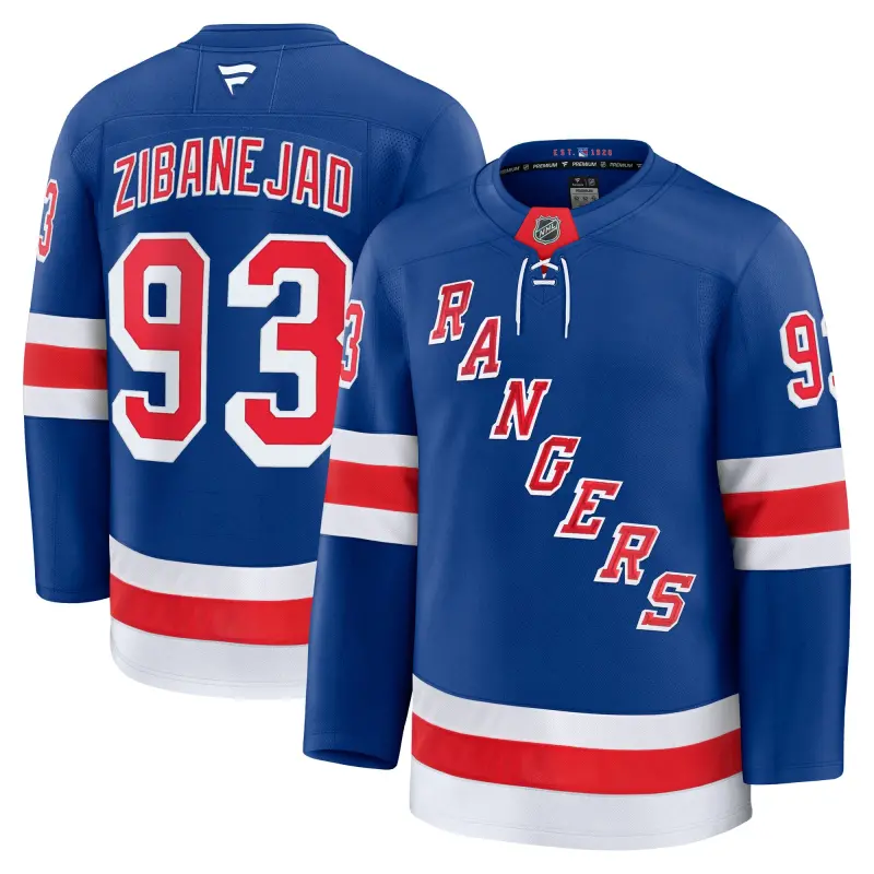 men8217s fanatics mika zibanejad blue new york rangers home premium jersey
