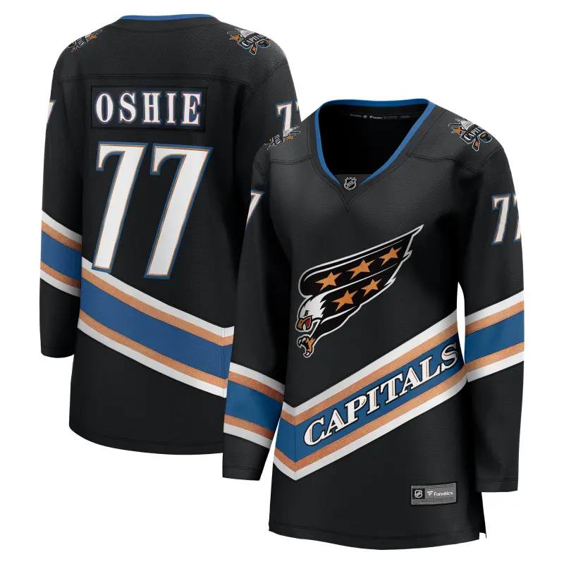 women8217s fanatics tj oshie black washington capitals alternate 50th anniversary premier breakaway player jersey